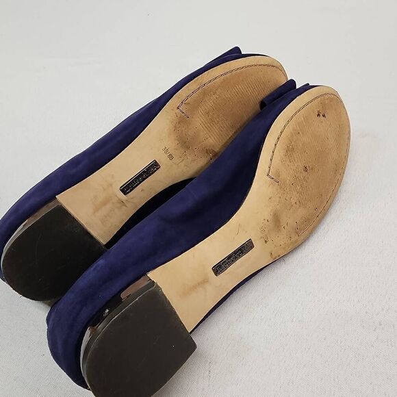 Louise et Cie Womens Size 8 M Round Toe Bow Embellished Pump Heels Blue Suede Le - Picture 9 of 11